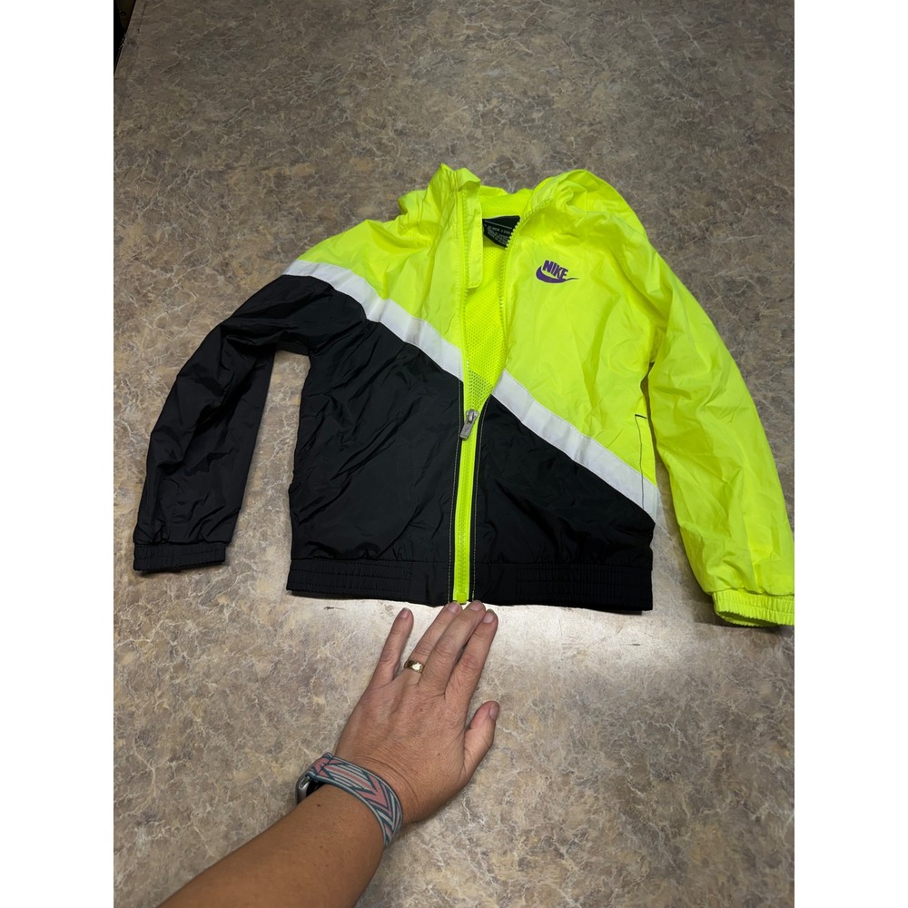 Nike Toddler Windrunner Hooded Jacket Neon Yellow Black White 3T 92-98cm